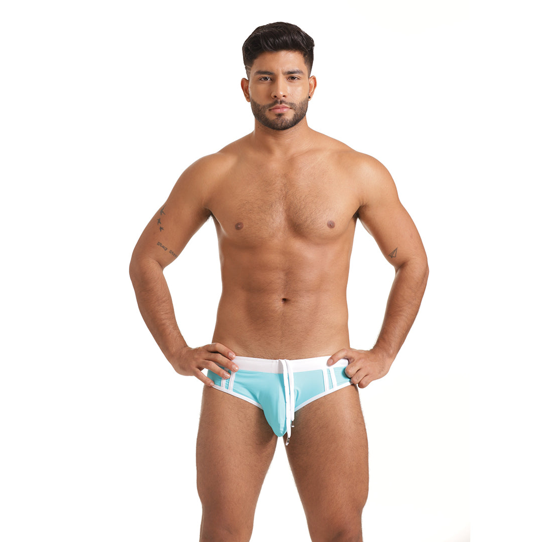 ACTIVE BLUE WHITE SWIM BRIEF