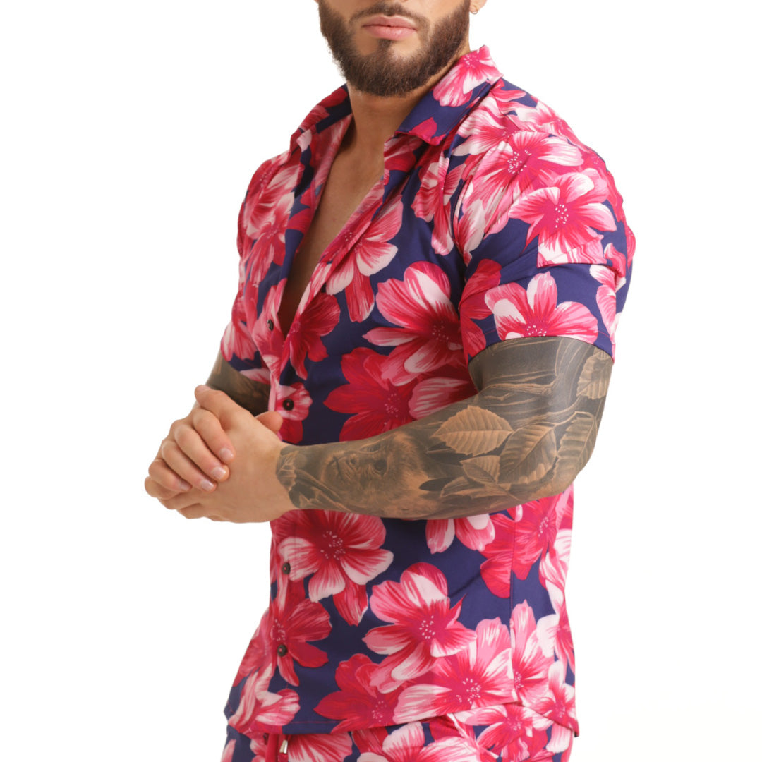 FLOWERS FUCSHIA SHIRT